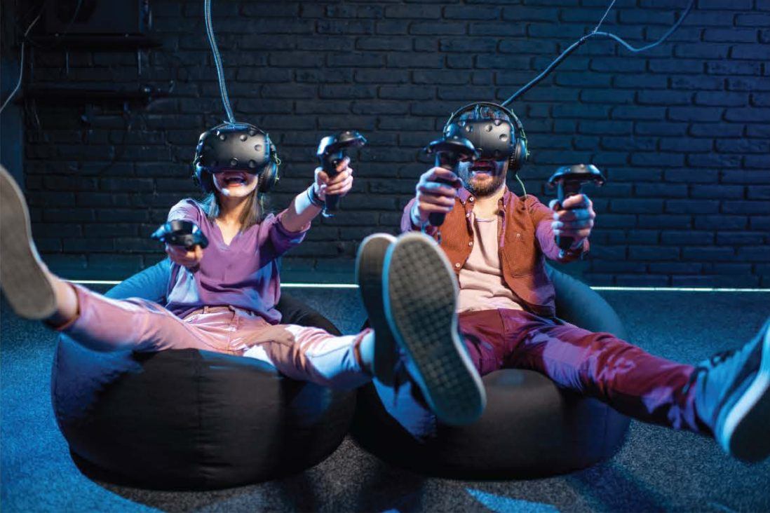 Visitors playing VR games in the Game Suite